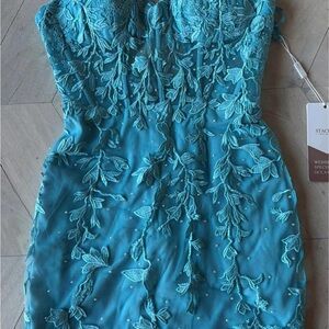 Elegant Teal Lace Dress